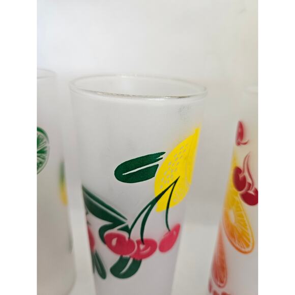 Vintage Federal Glass Tom Collins Glasses, Mid Century Fruit Pattern, set of 3 - Picture 4 of 4